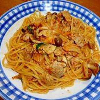 豚肉とキムチのスパゲッティ